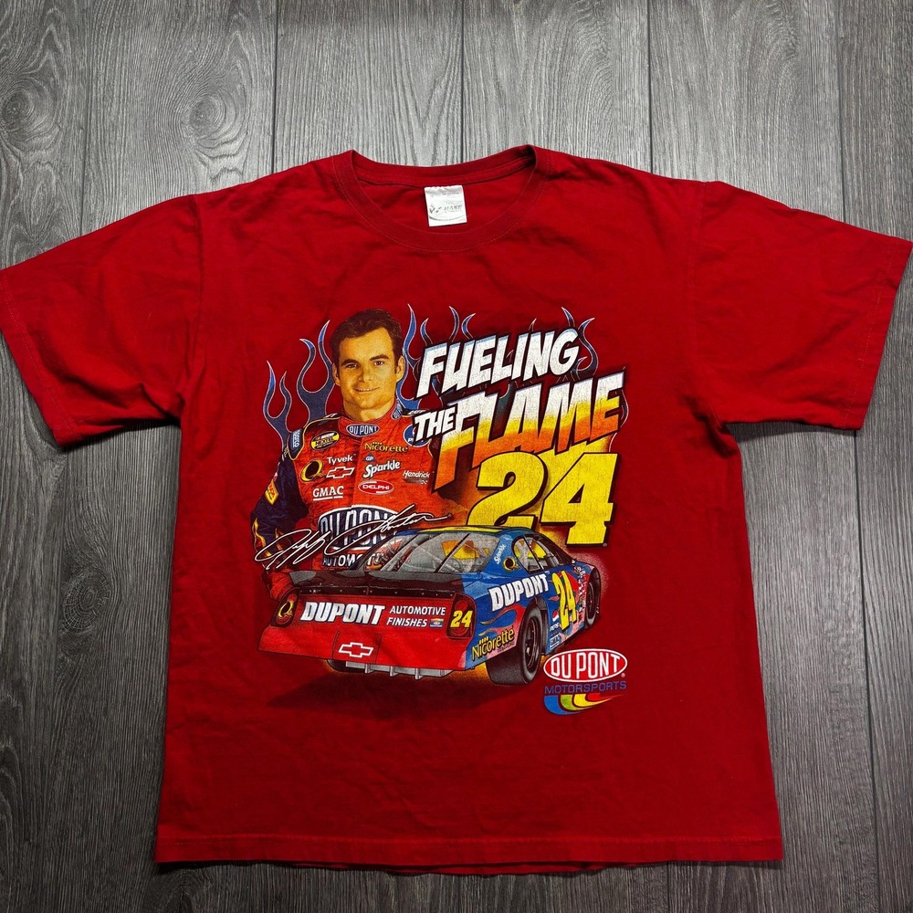 Vintage Nascar Dupont T Shirt Medium Streetwear Chase Red Flame